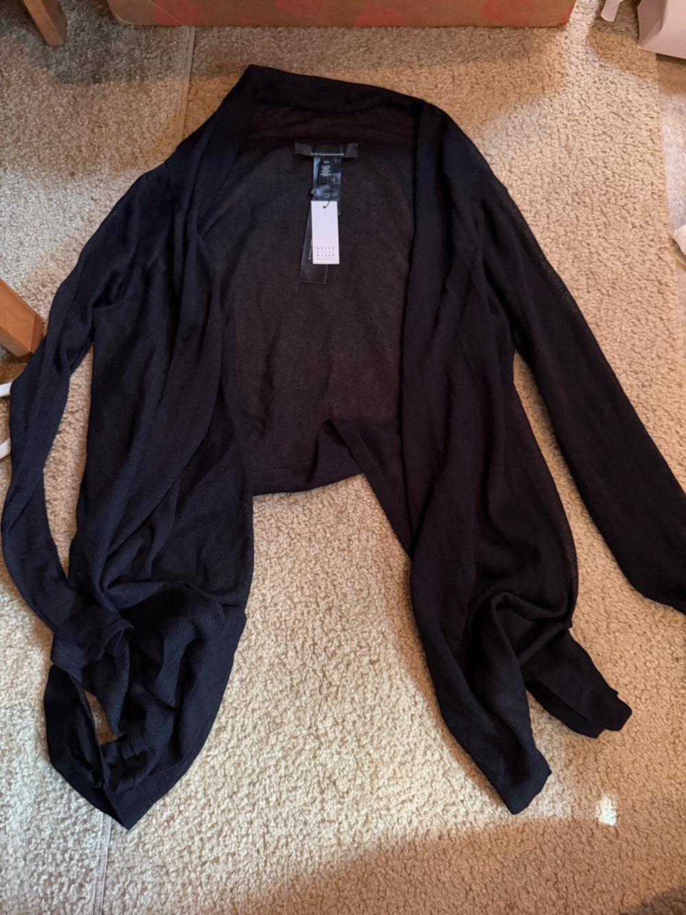 White House Black Market Black Draped Open-Front Cardigan